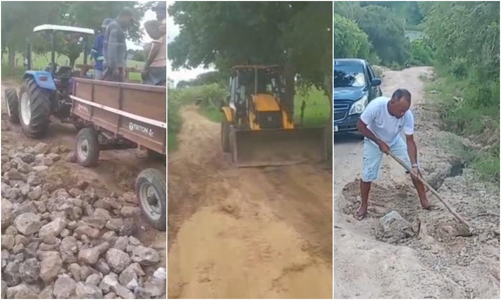 Moradores fazem vaquinha e recuperam estrada por conta própria em povoado de Lamarão
