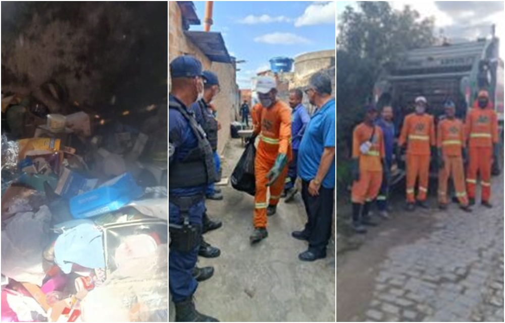 Mulher é encontrada vivendo em meio a lixo dentro de casa em Conceição do Coité; força-tarefa retira duas caçambas de resíduos