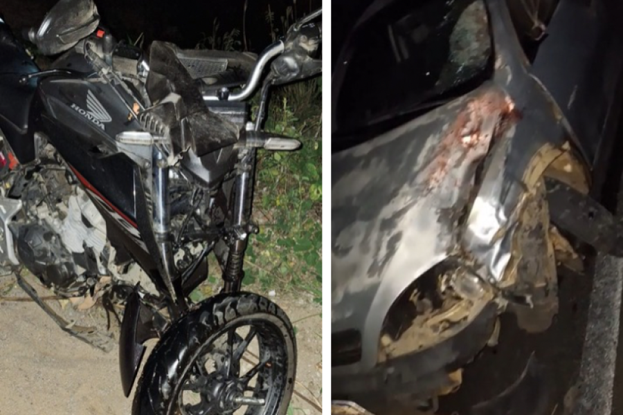 Guarda municipal tem perna amputada após acidente entre moto e carro na BA-120, em Queimadas