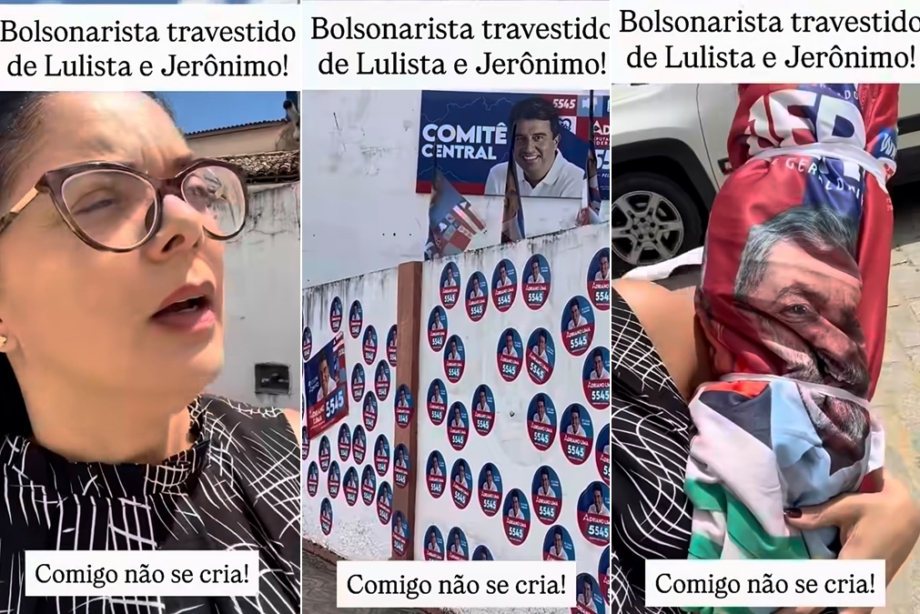 “Cadê Lula e Jerônimo?”: influenciadora leva bandeiras ao comitê de Adriano Lima e candidato comenta