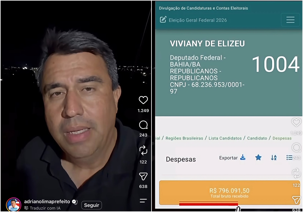 Adriano Lima questiona despesas de campanha de Viviane e cita pagamentos a hotel e podcast em Serrinha