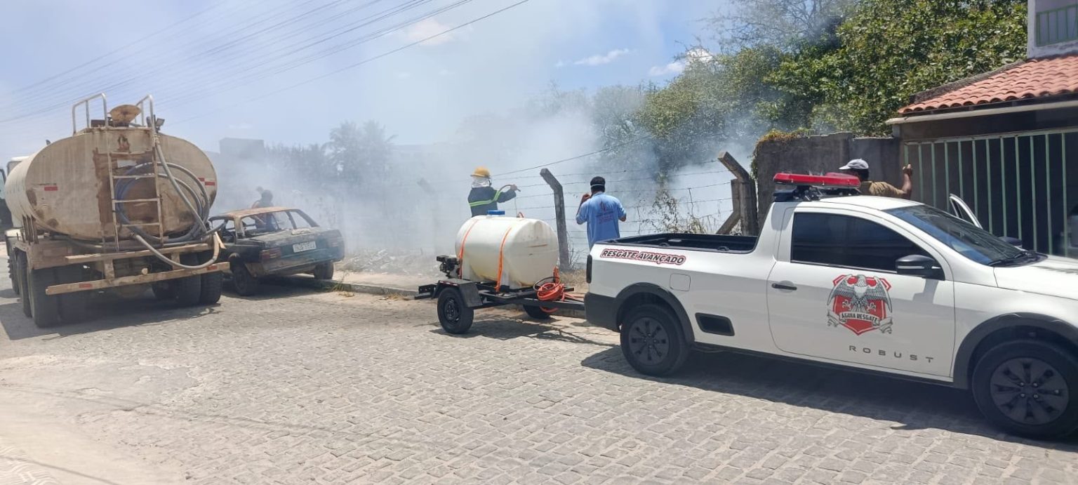 Fogo atinge vegetação no bairro Fluminense e mobiliza brigadistas em Conceição do Coité